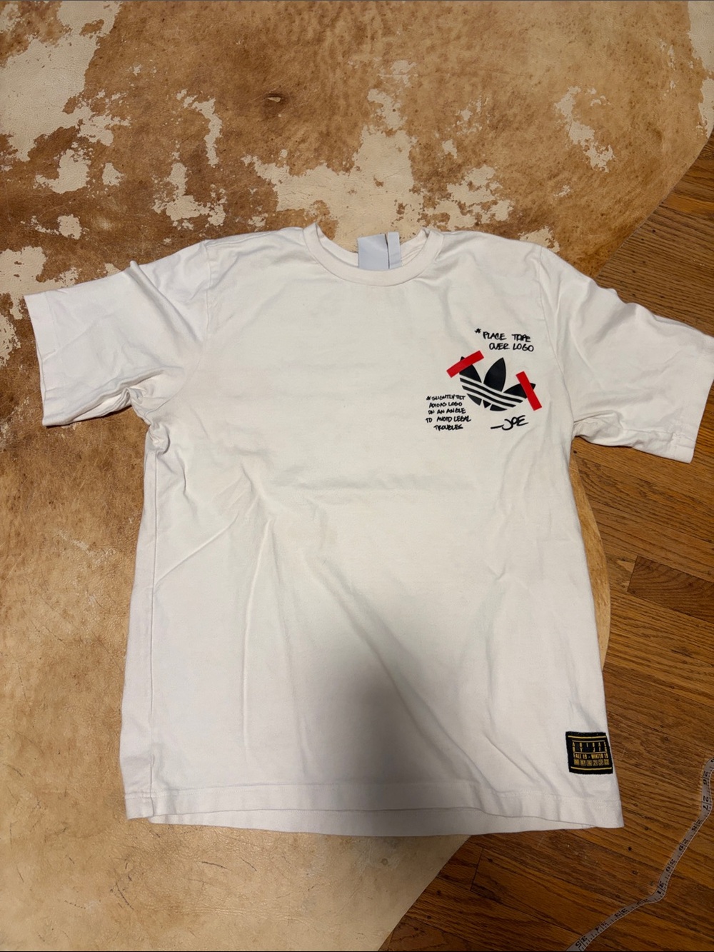 adidas x Joe Fresh Goods White Short-Sleeve Tee with Red-Accent Trefoil Graphic